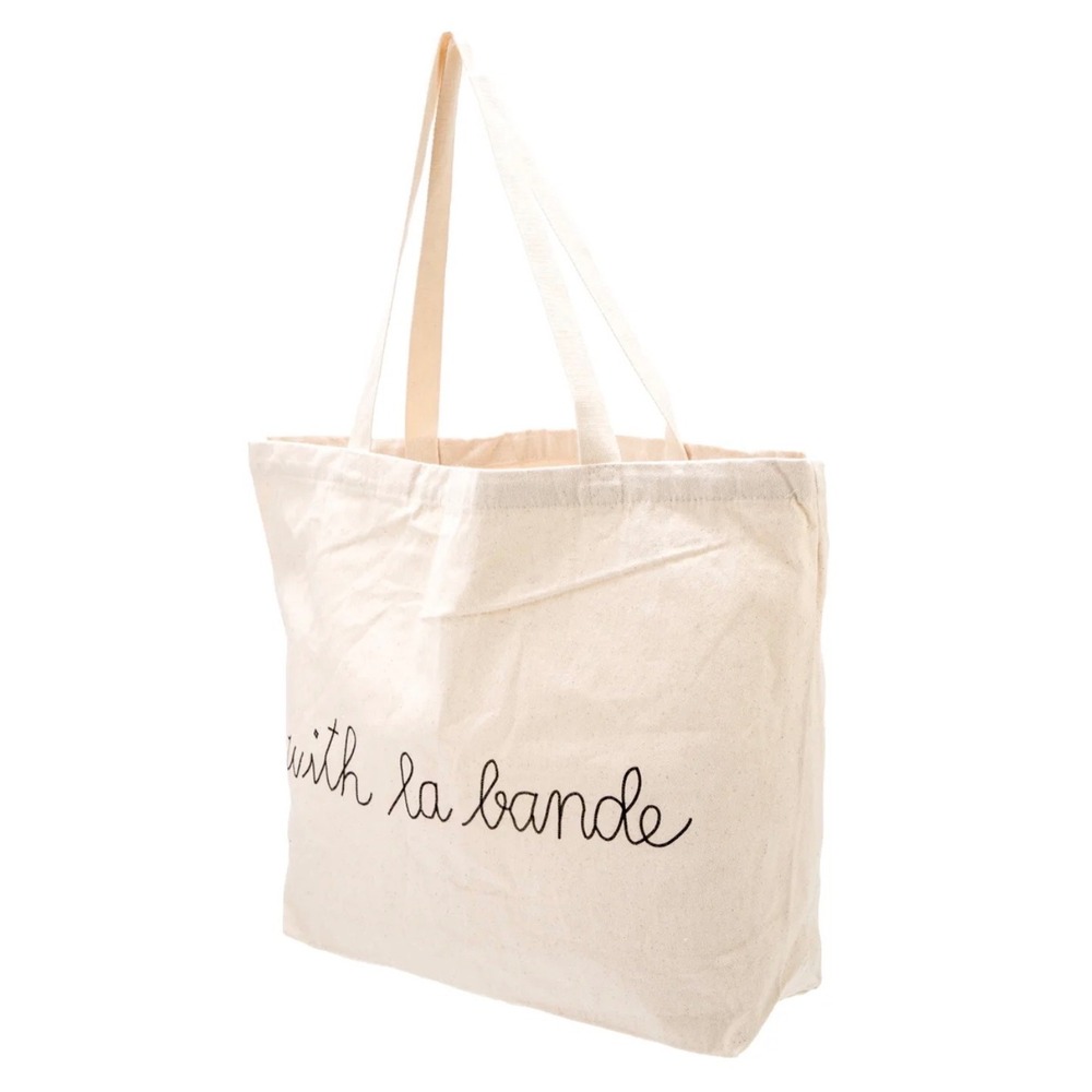 La Ligne Cotton Canvas Extra Large Tote Bag With La Bande Neutral Shopping - Picture 7 of 7